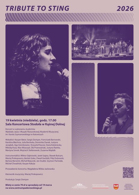 plakat informujący o koncercie tribute to sting w kąśnej dolnej