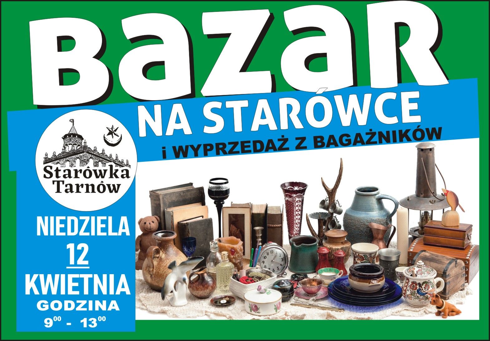 plakat informujący o kolejnej edycji bazaru na burku w tarnowie 12.04.2026