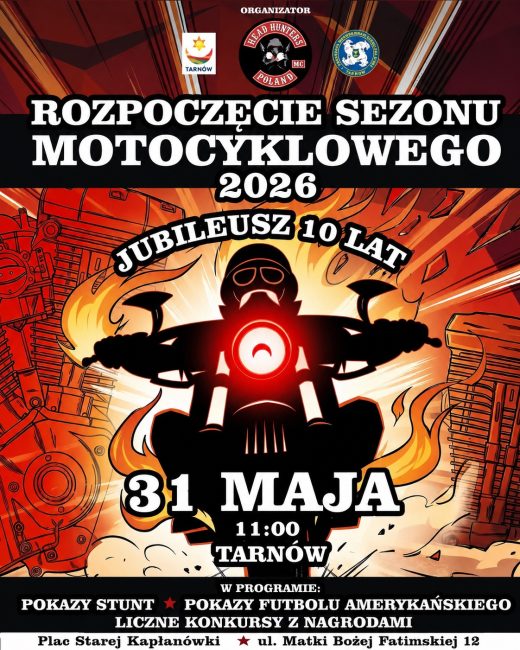 Plakat informujący o rozpoczęciu sezonu motocyklowego