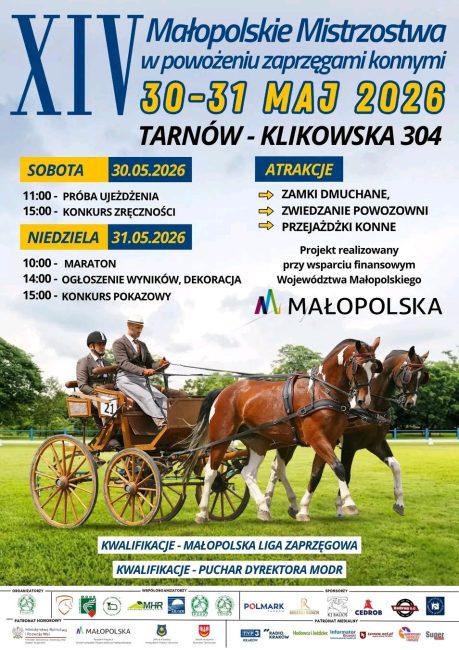 Plakat XVI Małopolskie Mistrzostwa w Powożeniu Zaprzęgami Konnymi