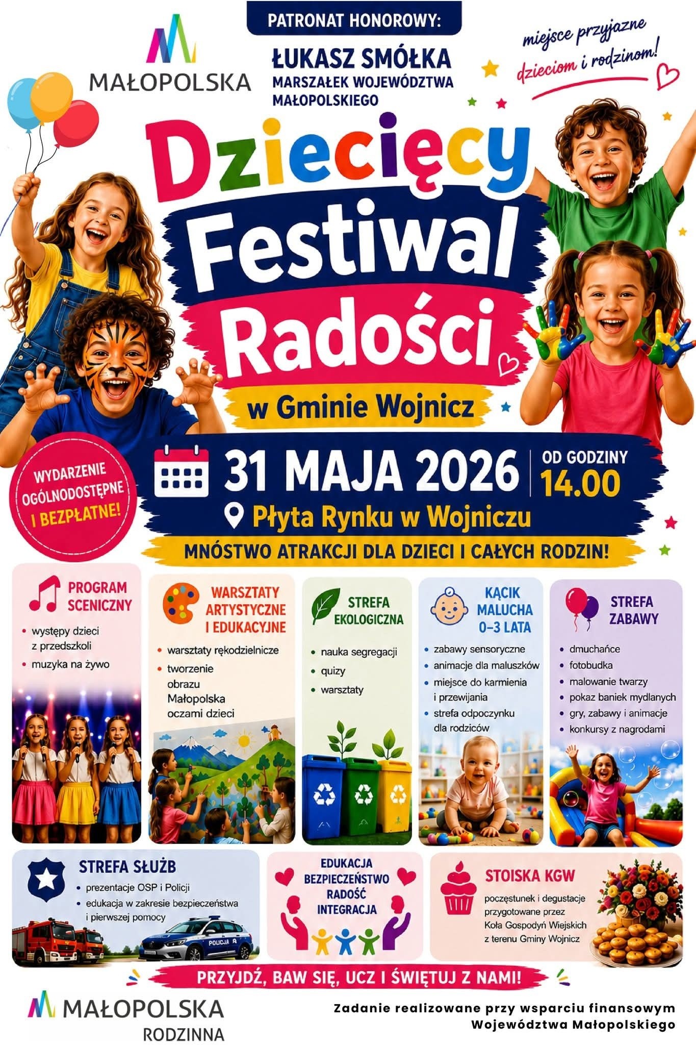 Dziecięcy Festiwal Radości w Gminie Wojnicz plakat