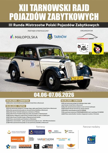 XII Tarnowski Rajd Pojazdów Zabytkowych plakat