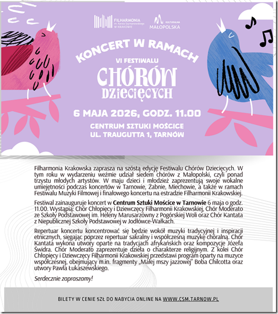 plakat Festiwal Chórów chłopięcych