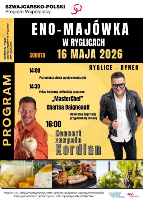 plakat informujący o wydarzeniu enomajówka na rynku w ryglicach