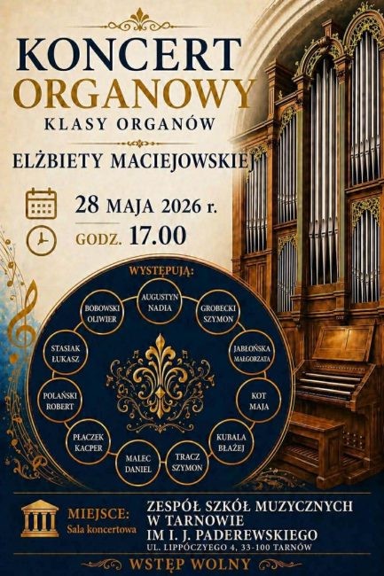 Koncert organowy plakat