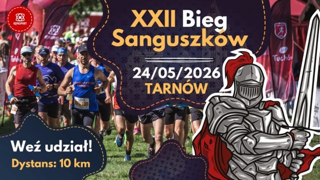 plakat promujacy xxii bieg sanguszków w parku sabbguszków
