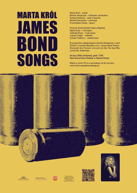 plakat informujący o koncercie muzyki filmowej z jamesa bonda w kąśnej dolnej