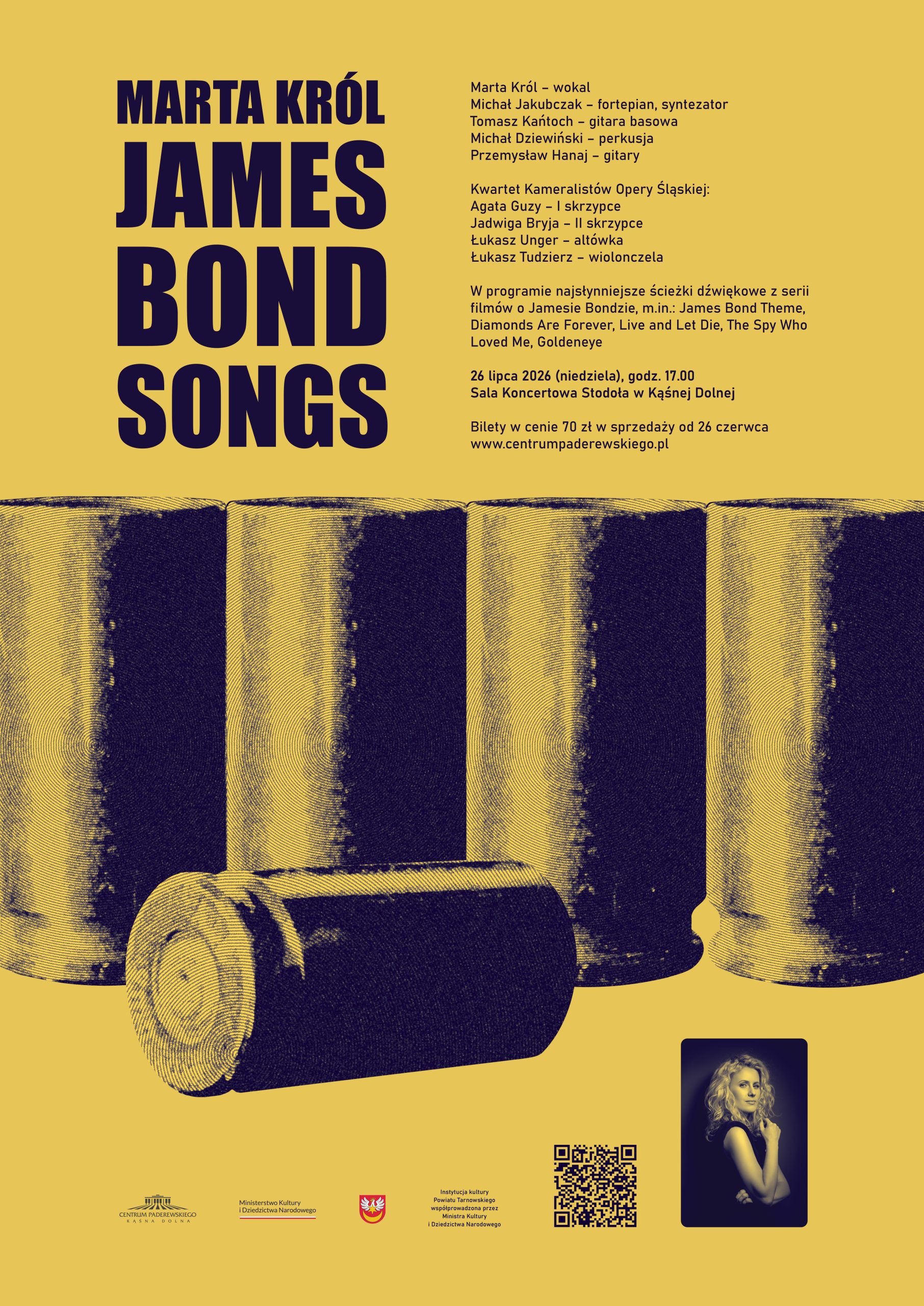 plakat informujący o koncercie muzyki filmowej z jamesa bonda w kąśnej dolnej