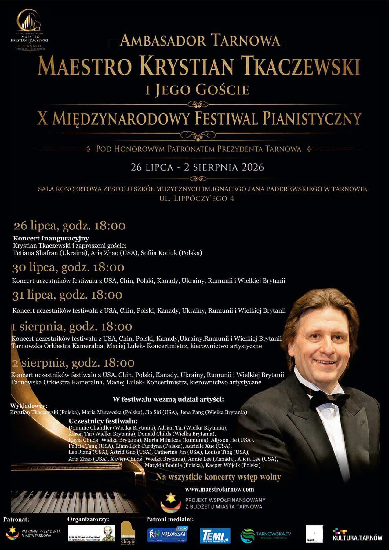 X Międzynarodowy Festiwal Pianistyczny Maestro Krystian Tkaczewski i jego goście plakat