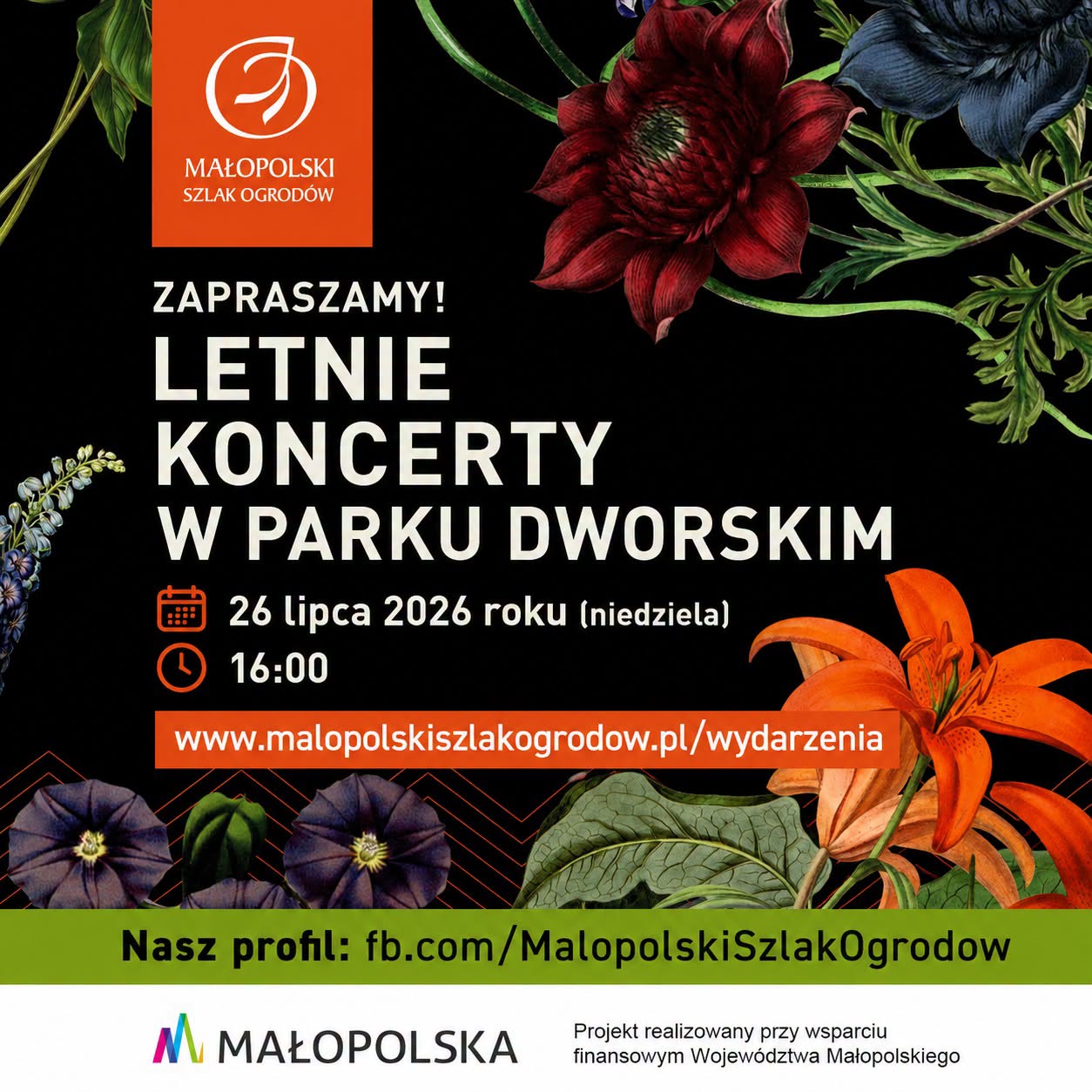 Letnie koncerty w pałacu dworskim plakat