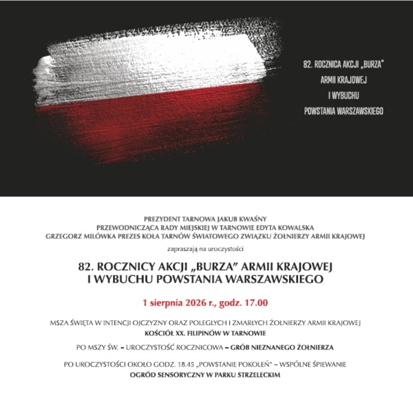 plakat informujący o obchodach 82. rocznicy powstania warszawskiego oraz akcji "burza"