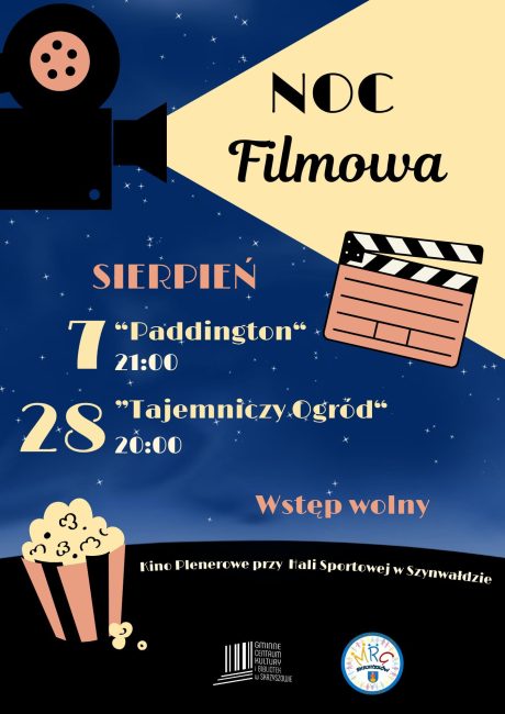 plakat promujący noce filmowe w gminie skrzyszów