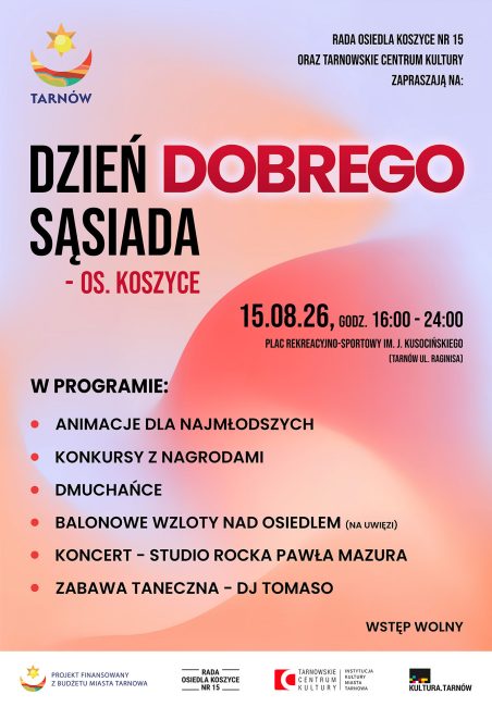 plakat promujący wydarzenie "dzień dobrego sąsiada" w osiedlu koszyce