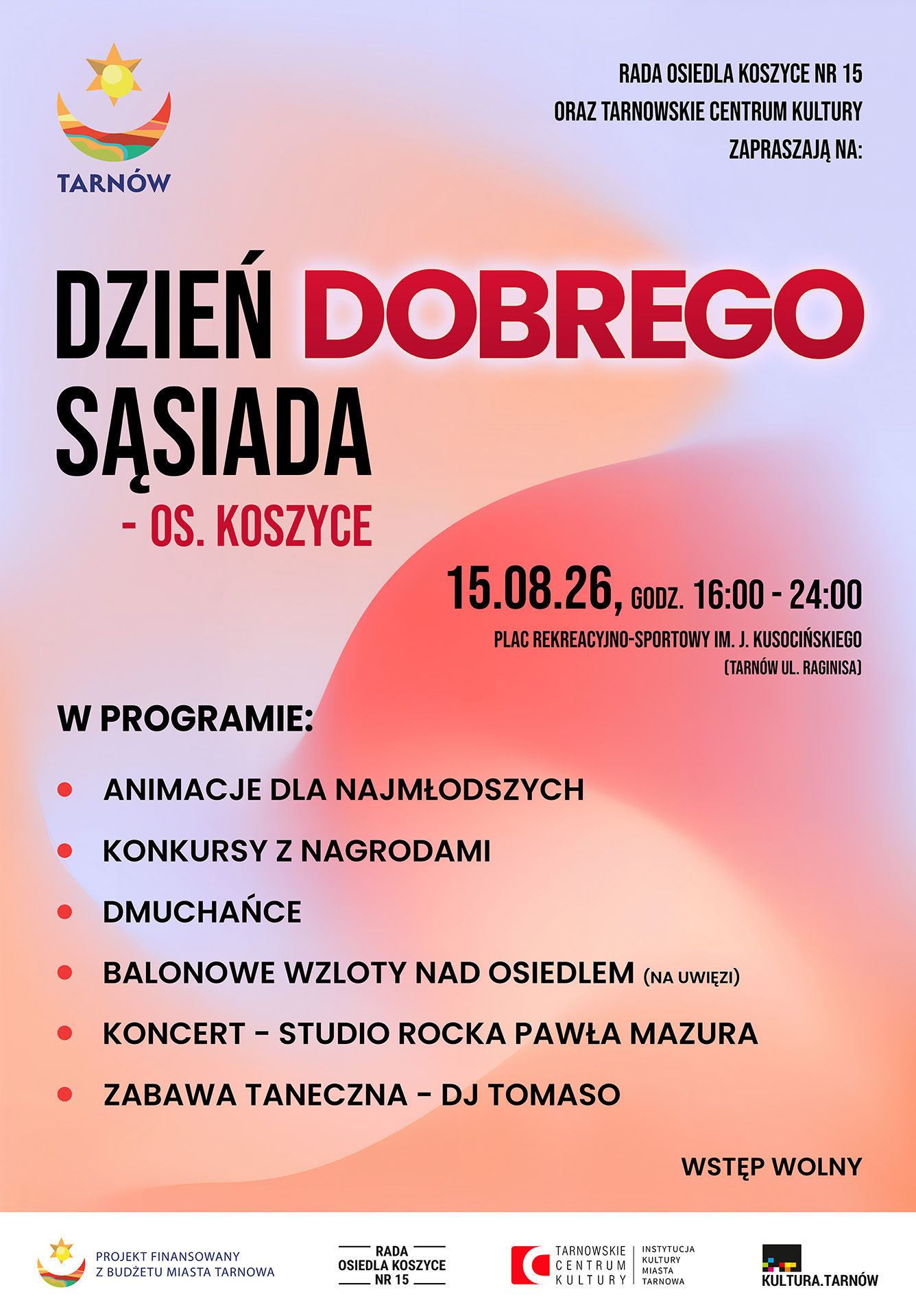 plakat promujący wydarzenie "dzień dobrego sąsiada" w osiedlu koszyce