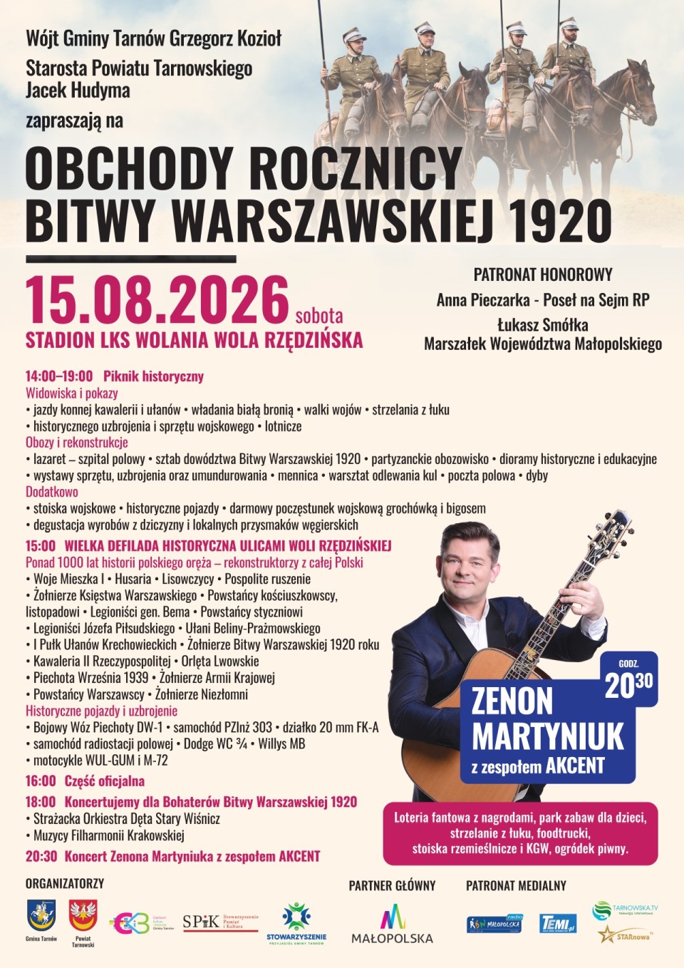 plakat z programem obchodów rocznicy bitwy warszawskiej w woli rzędzińskiej