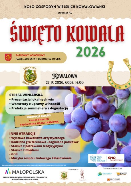 plakat promocyjny o wydarzeniu jakim jest święto kowala w kowalowej w gminie ryglice