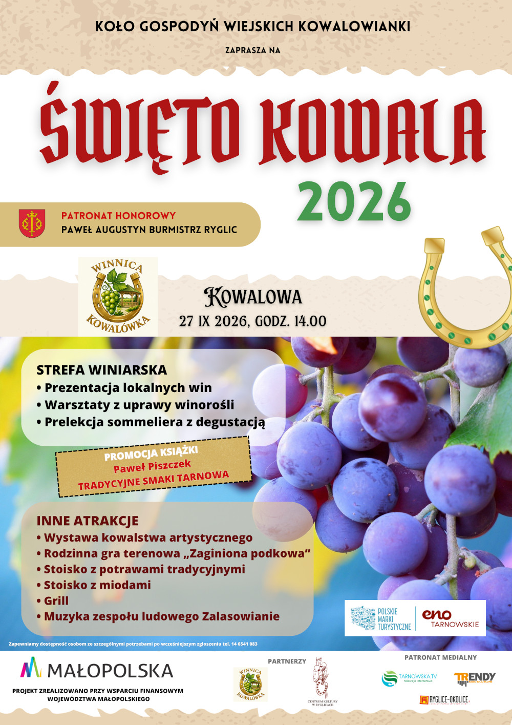 plakat promocyjny o wydarzeniu jakim jest święto kowala w kowalowej w gminie ryglice