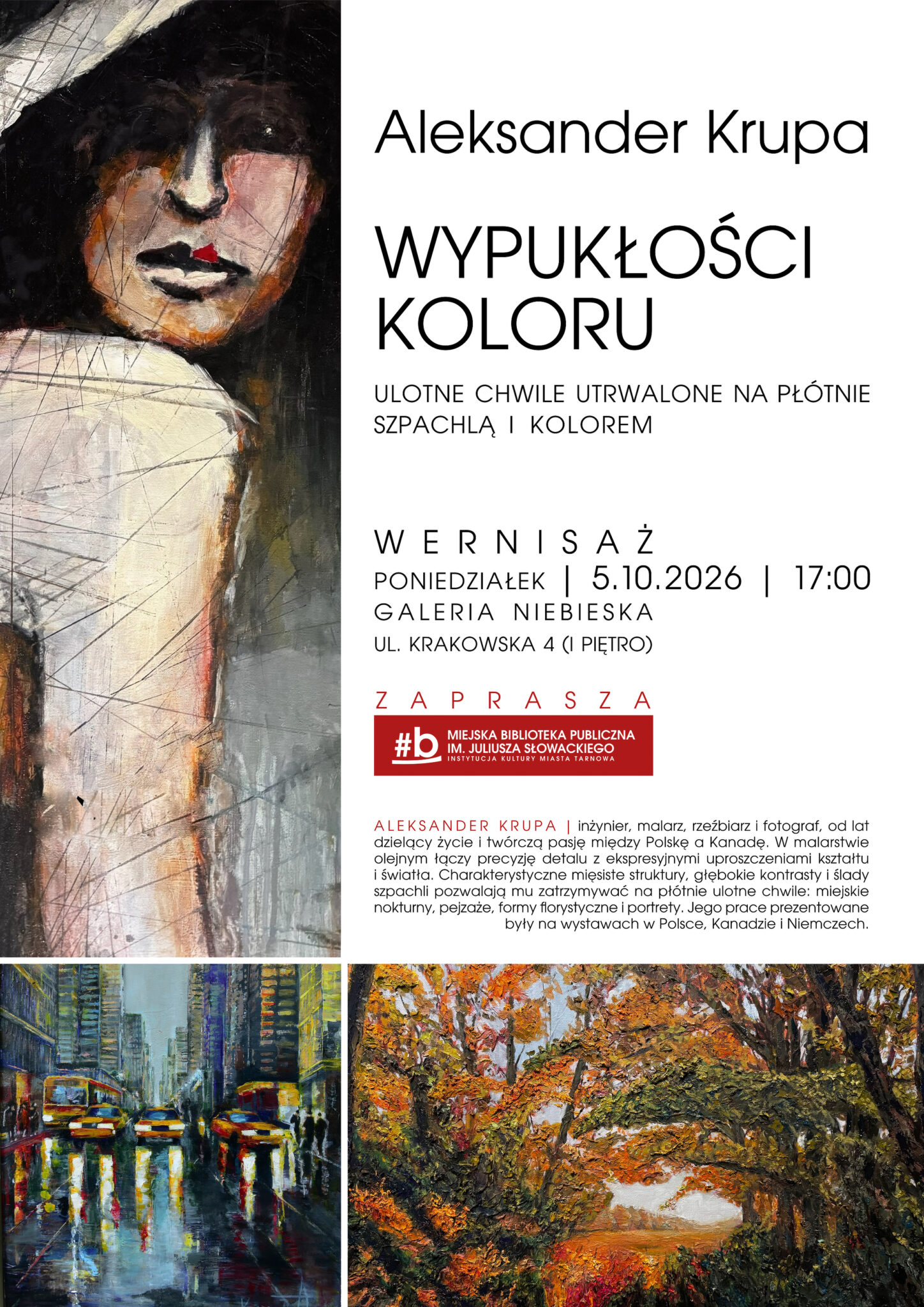 Wypukłości koloru. Zatrzymać bieg myśli. Ulotne chwile utrwalone na płótnie szpachlą i kolorem – wystawa malarstwa plakat